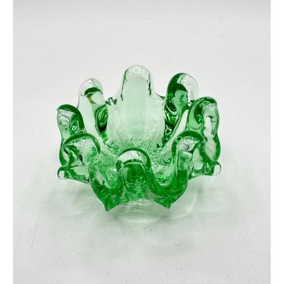 Vintage Art Green Glass Ashtray - Picture 1 of 4